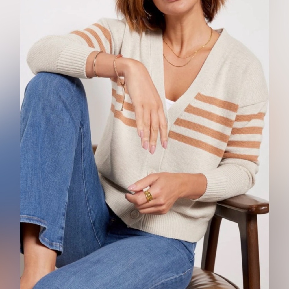 Evereve "Quincy" Button Up Cardigan (Oatstripe) - Women's Small - Picture 8 of 8